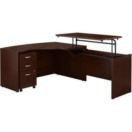 BUSH IND Bush Furniture 60inW Right Hand 3 Position Sit-Stand L-Desk - Mocha Cherry - Series C SRC128MRSU